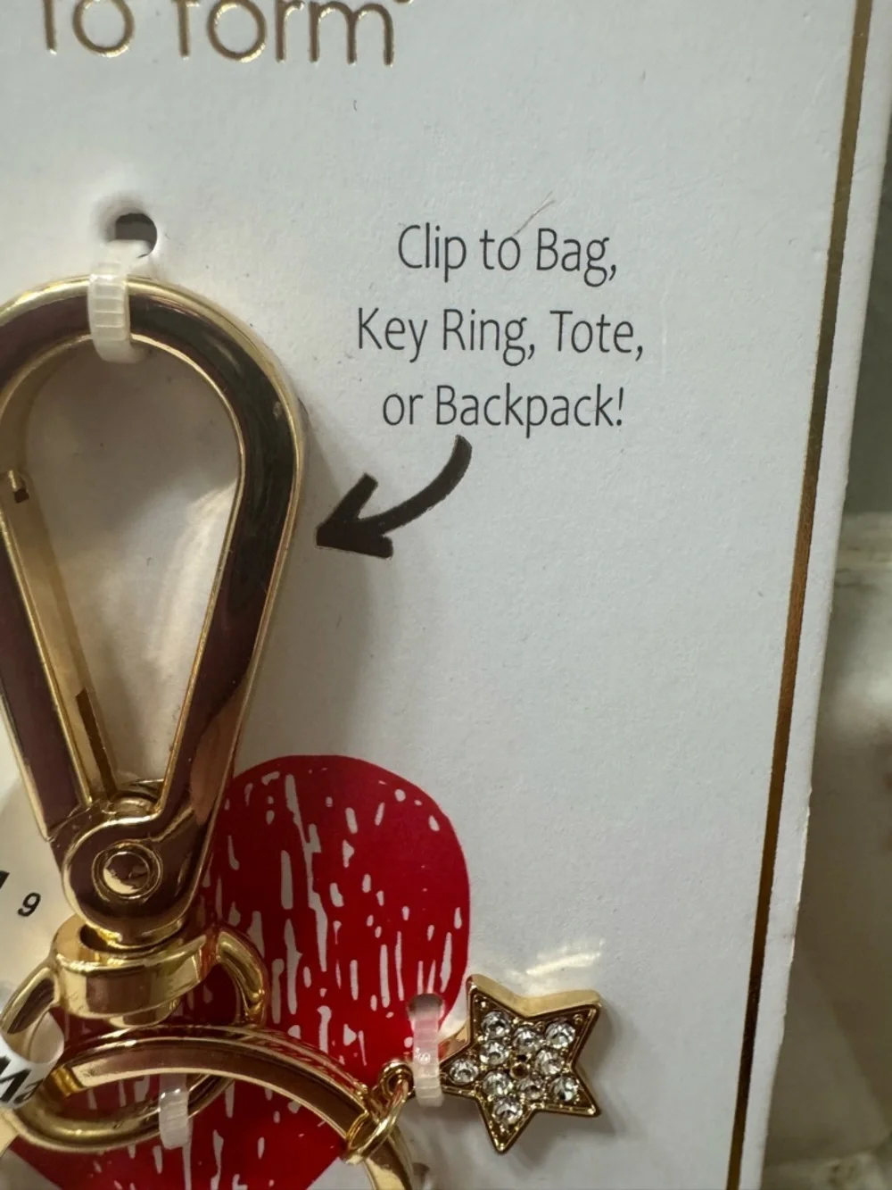 True to Form Four-Leaf Clover & Lucky Charm Key Ring or bag charm - Picture 2 of 3